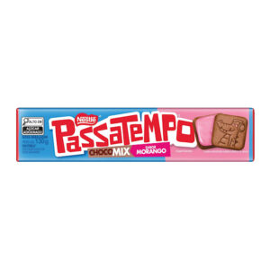 Biscoito Recheado Passatempo 130g - ChocoMix Morango