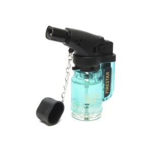 Isqueiro Maçarico FireStar Double Jet Curvo Transparente - Verde Agua