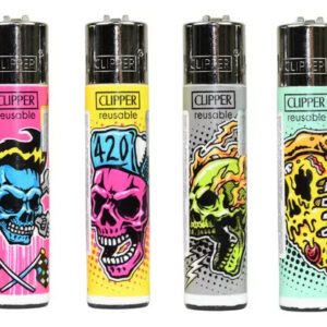 Kit 4 Unidades Isqueiro Recarregável Clipper Grande - Living Skulls 2A