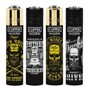 Kit 4 Unidades Isqueiro Recarregável Clipper Grande - Driving Skulls