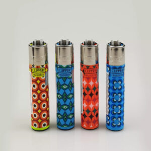 Kit 4 Unidades Isqueiro Recarregável Clipper Grande - Retro Style 3