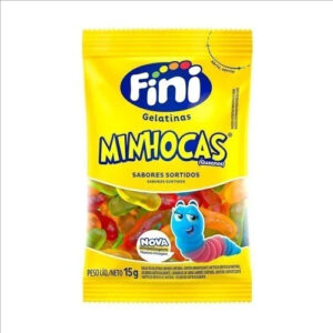 Bala Gelatina Fini 15g - Minhocas Brilho
