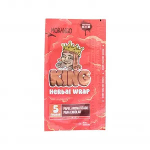 Seda Blunt King Herbal Wrap com 5 Folhas - Morango