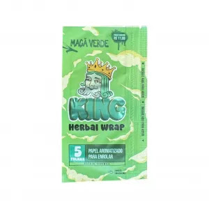 Seda Blunt King Herbal Wrap com 5 Folhas - Maça Verde