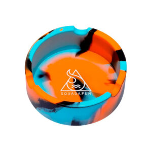 Cinzeiro de Silicone Squadafum Redondo Pequeno Tie Dye - Azul, Preto e Laranja