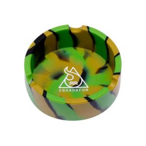 Cinzeiro de Silicone Squadafum Redondo Pequeno Tie Dye - Preto, Verde e Bege