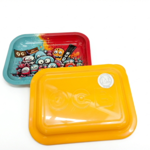 Bandeja De Metal OCB Rolling Tray Pequena Com Tampa - Laranja