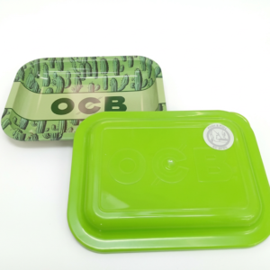 Bandeja De Metal OCB Rolling Tray Pequena Com Tampa - Verde