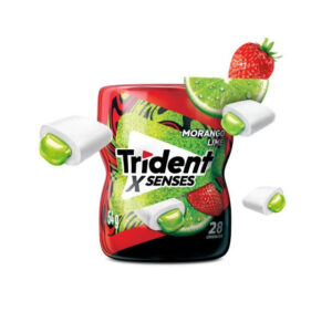 Pote de Chiclete Trident X Senses com 28 Unidades - Morango Lime