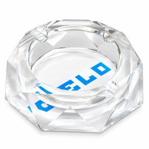 Cinzeiro de Vidro Gelo Company - Branco com Logo Azul