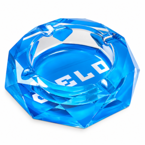 Cinzeiro de Vidro Gelo Company - Azul com Logo Branco