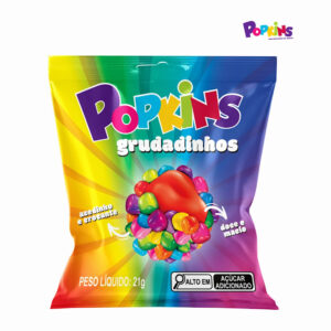 Bala Popkins Grudadinhos 21g - Tutti-Frutti